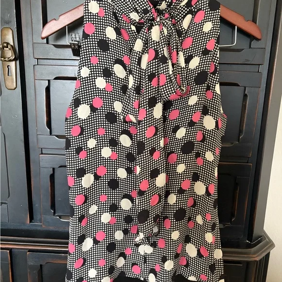 Milly Black and Pink Polka Dot Blouse - Picture 2 of 3